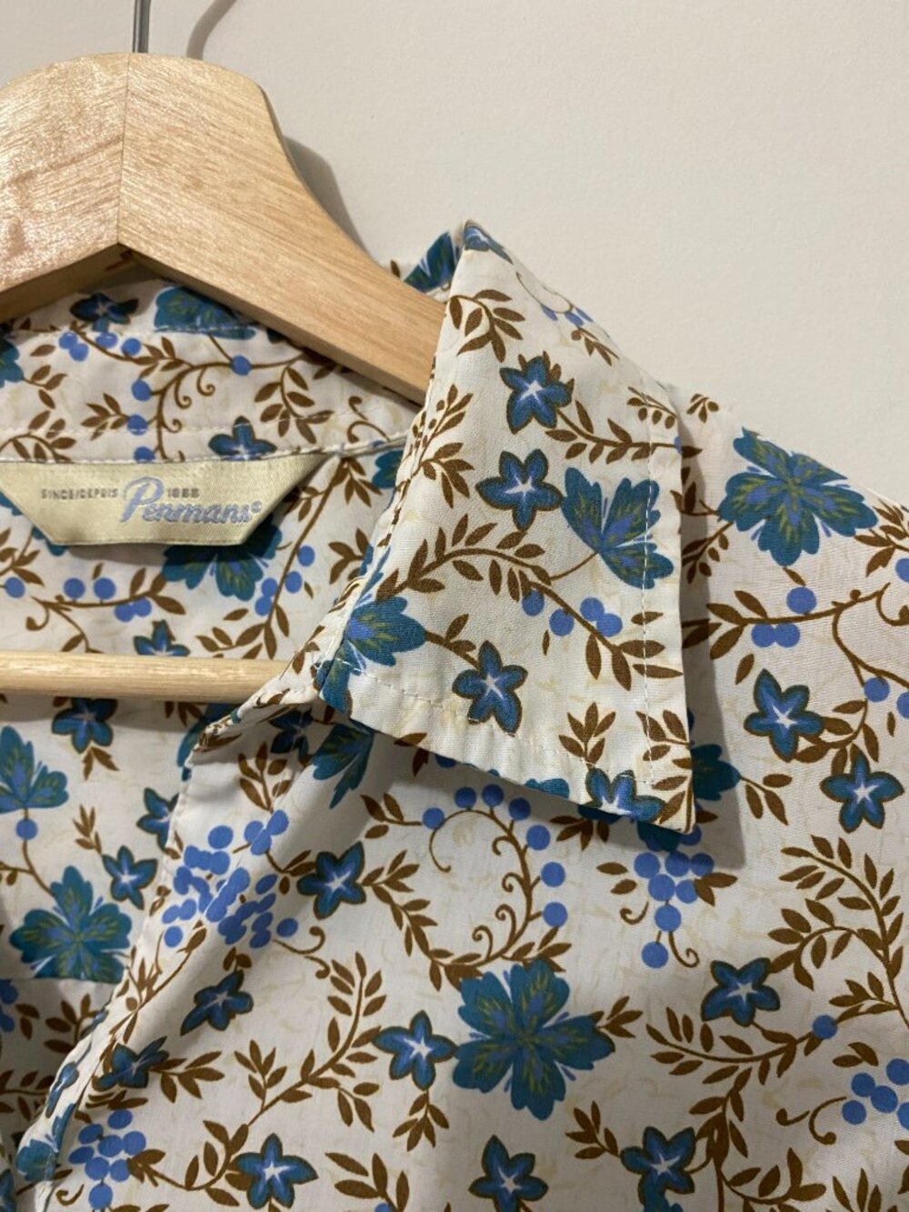 Vintage Floral Button Down Shirt Top 3/4 Sleeve Coastal Cottagecore Boxy Print - Picture 3 of 10